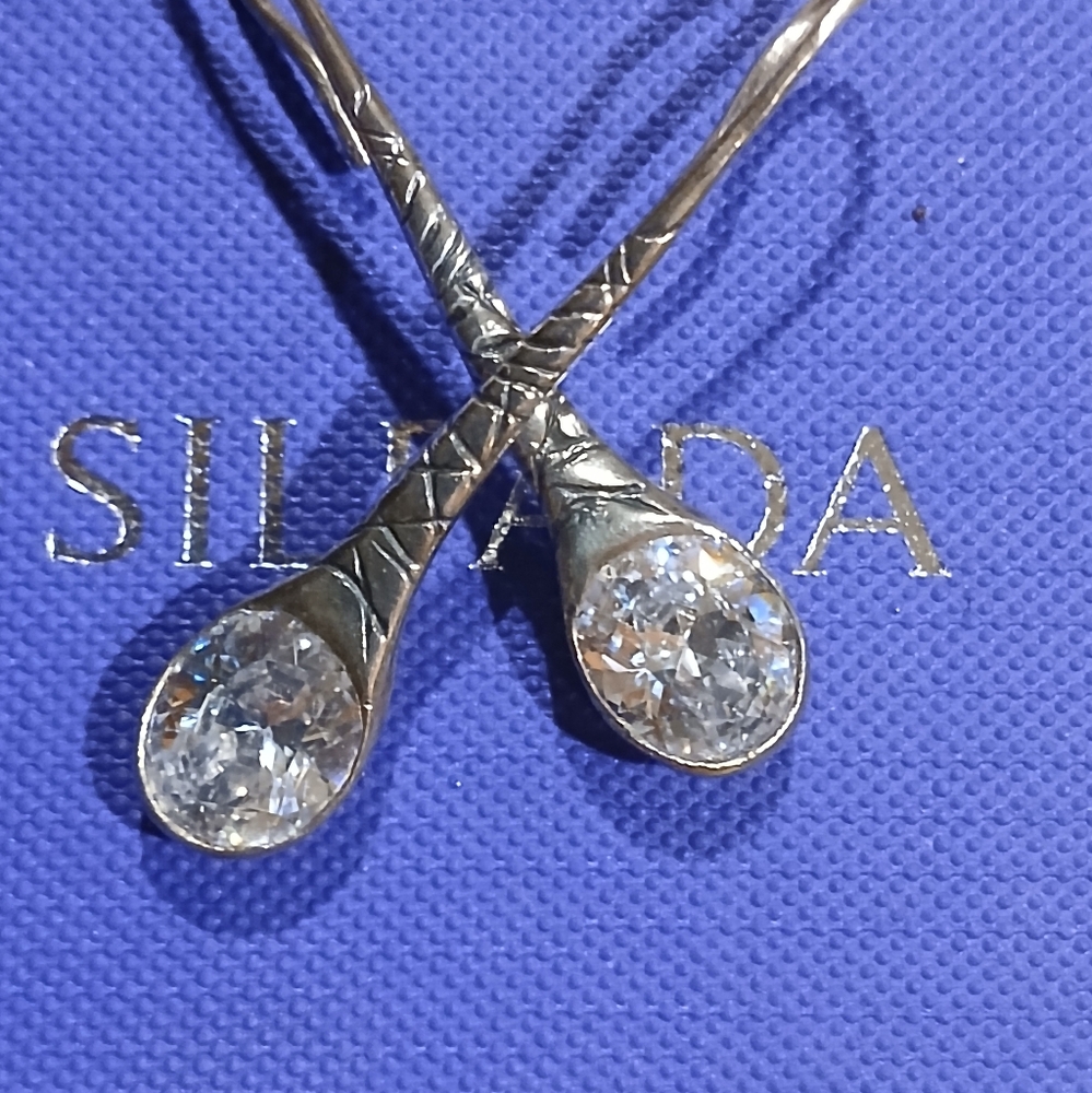 ✨️Silpada Falling Star Cubic Zirconia Earrings in Sterling Silver ✨️ - Picture 11 of 15
